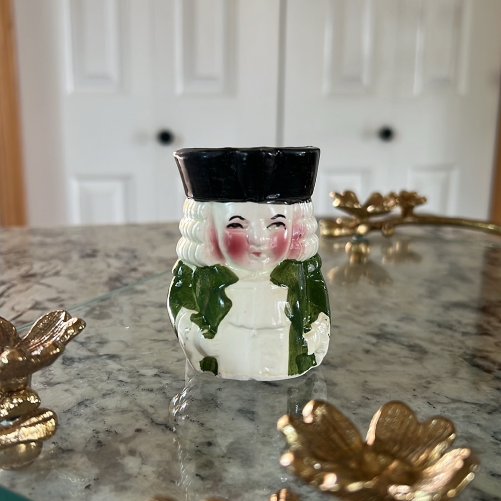 Antique Mini Toby Jug Man Creamer With Ram Handle